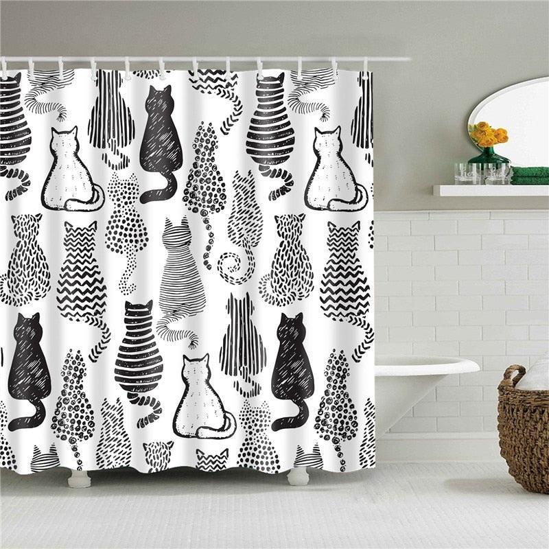 Cat Silhouettes Fabric Shower Curtain - Shower Curtain Emporium