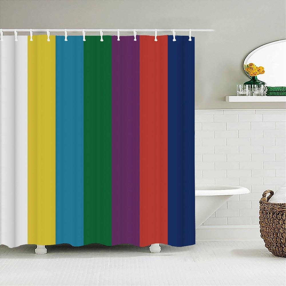 Classic Color Stripes Fabric Shower Curtain - Shower Curtain Emporium