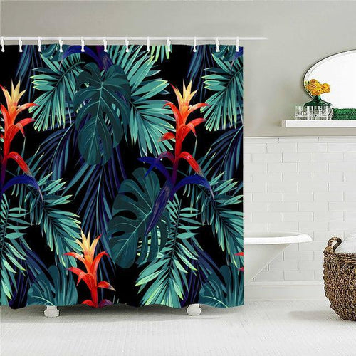Classic Palm Print Fabric Shower Curtain - Shower Curtain Emporium