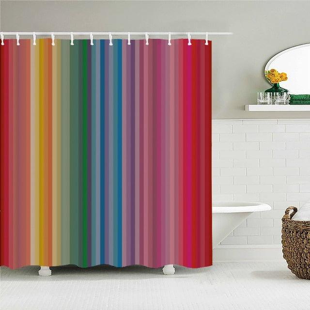Color Stripes Fabric Shower Curtain - Shower Curtain Emporium