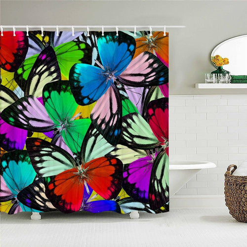 Colorful Butterflies Fabric Shower Curtain - Shower Curtain Emporium