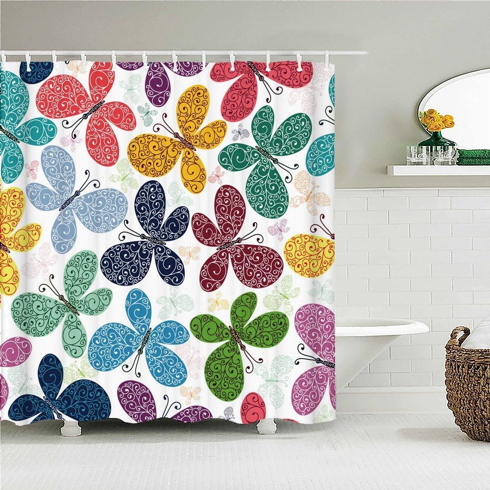 Colorful Butterfly Art Fabric Shower Curtain - Shower Curtain Emporium