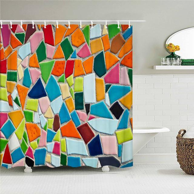 Colorful Mosaic Fabric Shower Curtain - Shower Curtain Emporium