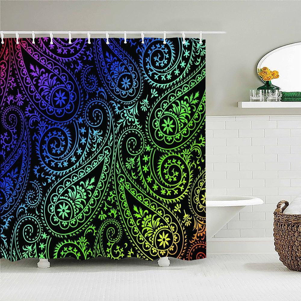 Colorful Pretty Paisley Fabric Shower Curtain - Shower Curtain Emporium