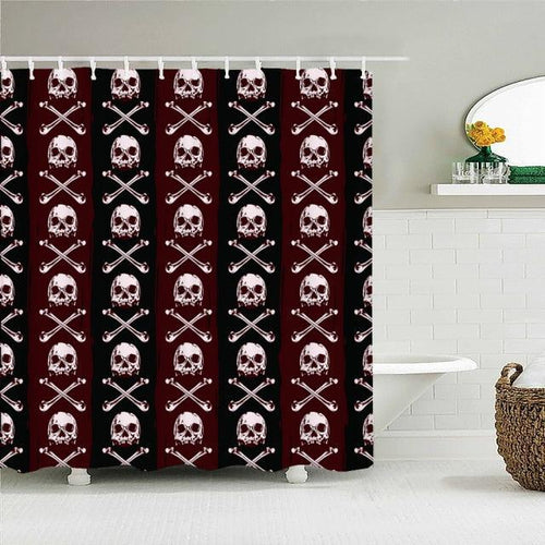 Crossbones Pattern Fabric Shower Curtains - Shower Curtain Emporium