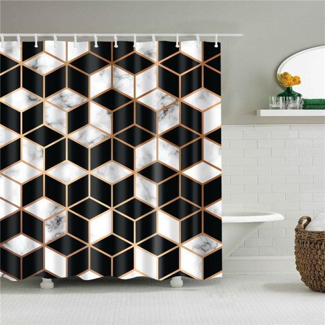 Cubed Marble Fabric Shower Curtain - Shower Curtain Emporium