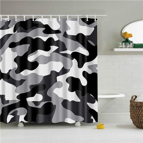 Dark Camouflage Fabric Shower Curtain - Shower Curtain Emporium