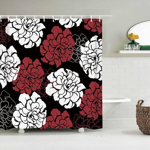 Dark Floral Fabric Shower Curtain - Shower Curtain Emporium