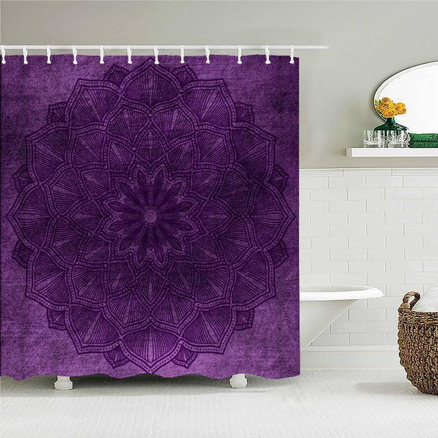 Deep Purple Lotus Fabric Shower Curtain - Shower Curtain Emporium