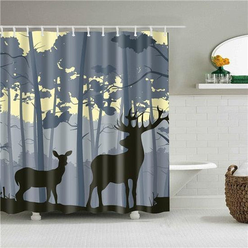 Deer Silhouette Fabric Shower Curtain - Shower Curtain Emporium