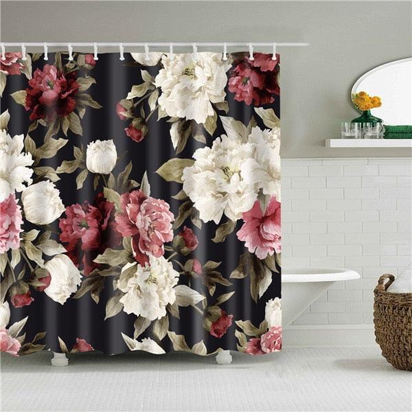 Elegant Flowers Fabric Shower Curtain - Shower Curtain Emporium