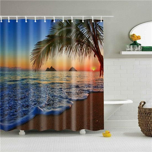 Enchanting Tropical Beach Fabric Shower Curtain - Shower Curtain Emporium