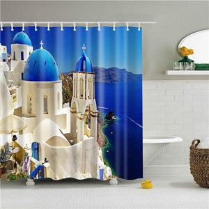 European Villa Fabric Shower Curtain - Shower Curtain Emporium