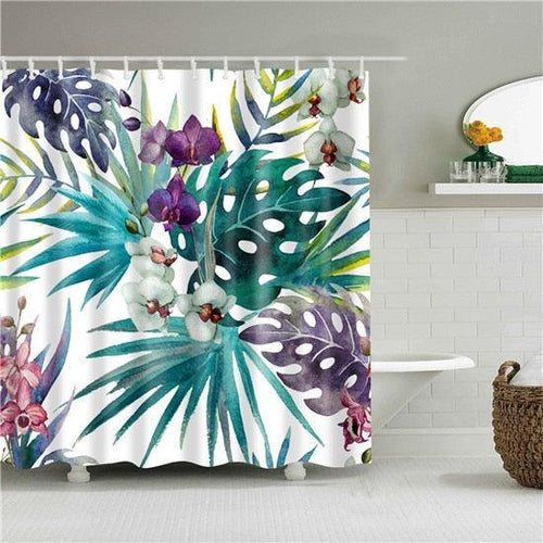 Exotic Leaves Fabric Shower Curtain - Shower Curtain Emporium