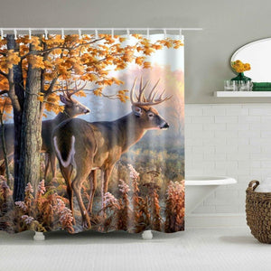 Fall Deer Fabric Shower Curtain - Shower Curtain Emporium