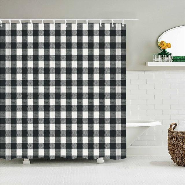 Farmhouse Checkered Fabric Shower Curtain - Shower Curtain Emporium