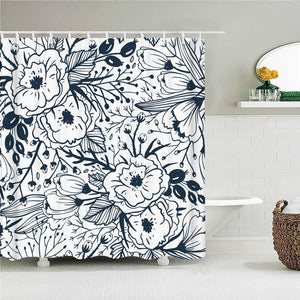 Floral Artwork Fabric Shower Curtain - Shower Curtain Emporium