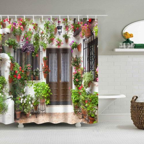 Floral Entrance Fabric Shower Curtain - Shower Curtain Emporium