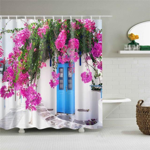 Floral Villa Fabric Shower Curtain - Shower Curtain Emporium