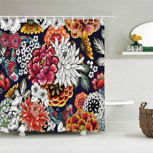 Flower Art Fabric Shower Curtain - Shower Curtain Emporium