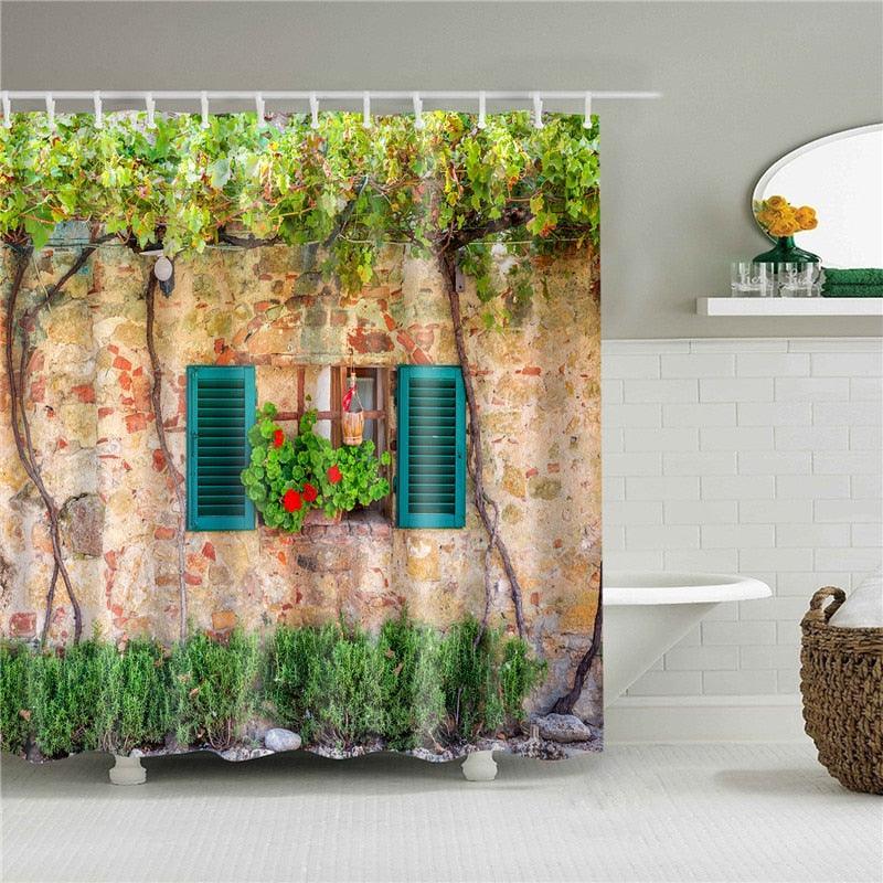 Flower Pot Window Fabric Shower Curtain - Shower Curtain Emporium