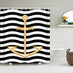 Flowing Anchor Stripes Fabric Shower Curtain - Shower Curtain Emporium