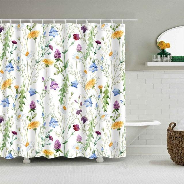 Flowing Flowers Fabric Shower Curtain - Shower Curtain Emporium