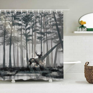 Forest Deer Fabric Shower Curtain - Shower Curtain Emporium