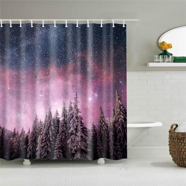 Forest Night Sky Fabric Shower Curtain - Shower Curtain Emporium