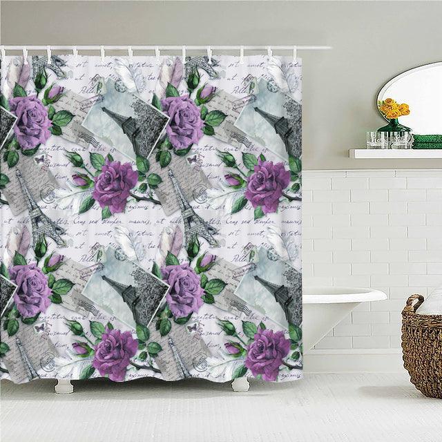 French Flowers Fabric Shower Curtain - Shower Curtain Emporium
