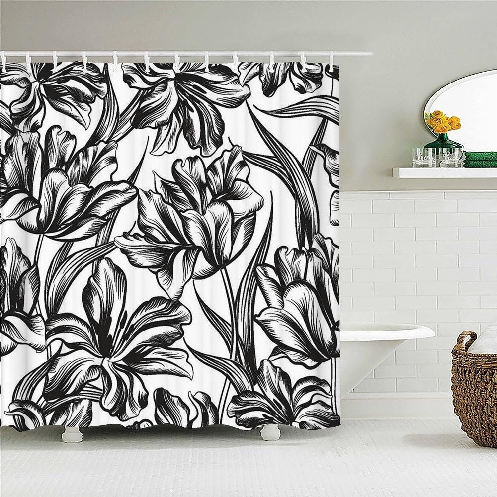 Fun Floral Art Fabric Shower Curtain - Shower Curtain Emporium