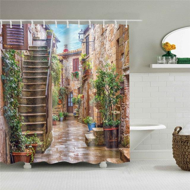 Garden Alley Fabric Shower Curtain - Shower Curtain Emporium