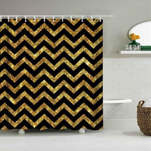 Gold Zigzag Fabric Shower Curtain - Shower Curtain Emporium