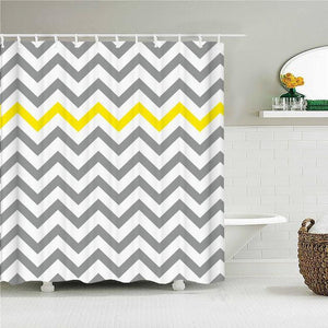 Grey & Yellow Zigzag Fabric Shower Curtain - Shower Curtain Emporium