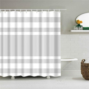 Grey Broad Stripe Fabric Shower Curtain - Shower Curtain Emporium