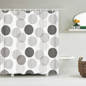 Grey Circles Fabric Shower Curtain - Shower Curtain Emporium