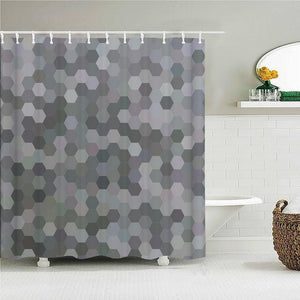 Grey Hexagon Tile Fabric Shower Curtain - Shower Curtain Emporium