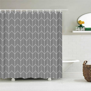 Grey Line Style Fabric Shower Curtain - Shower Curtain Emporium