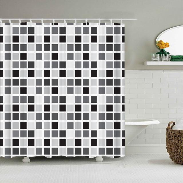 Grey Tile Fabric Shower Curtain - Shower Curtain Emporium