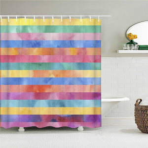 Horizontal Pastel Stripes Fabric Shower Curtain - Shower Curtain Emporium