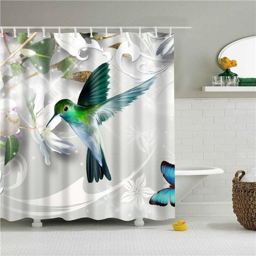 Hummingbird Fabric Shower Curtain - Shower Curtain Emporium