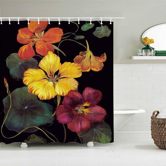 Large Flowers Fabric Shower Curtain - Shower Curtain Emporium