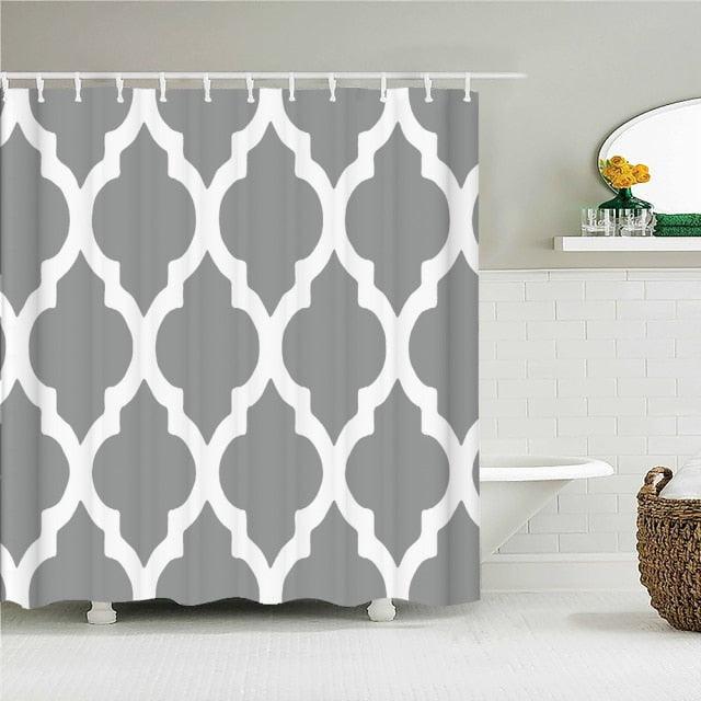 Large Grey Linked Fabric Shower Curtain - Shower Curtain Emporium