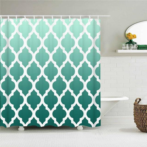 Large Mint Pattern Fabric Shower Curtain - Shower Curtain Emporium
