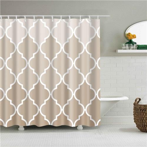 Large Tan Linked Fabric Shower Curtain - Shower Curtain Emporium