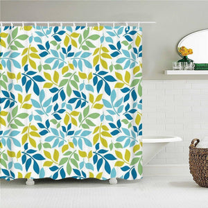 Leaf Branch Print Fabric Shower Curtain - Shower Curtain Emporium