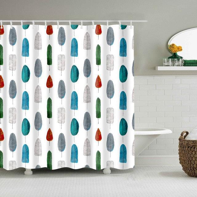Leaf Pattern Fabric Shower Curtain - Shower Curtain Emporium
