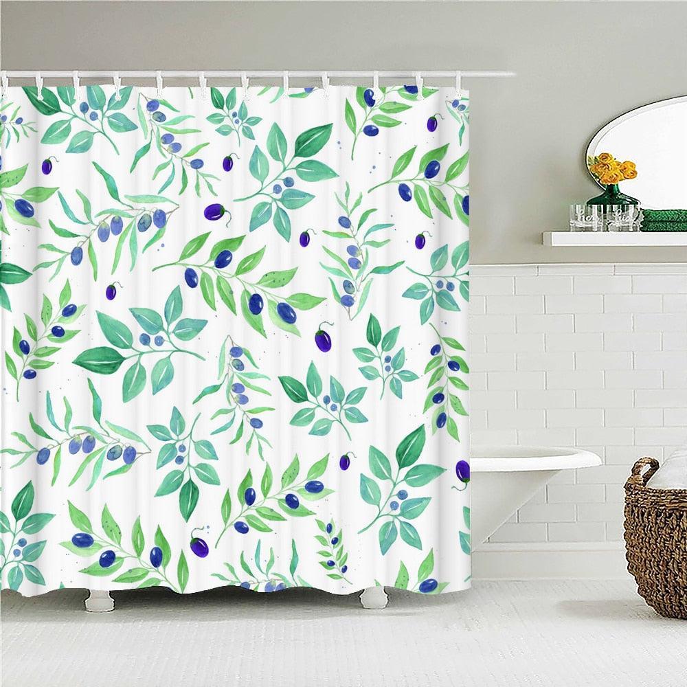 Light Leaves Fabric Shower Curtain - Shower Curtain Emporium