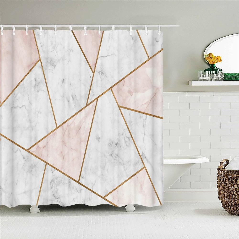 Light Marbled Shapes Fabric Shower Curtain - Shower Curtain Emporium