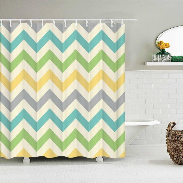 Light Retro Zigzag Fabric Shower Curtain - Shower Curtain Emporium